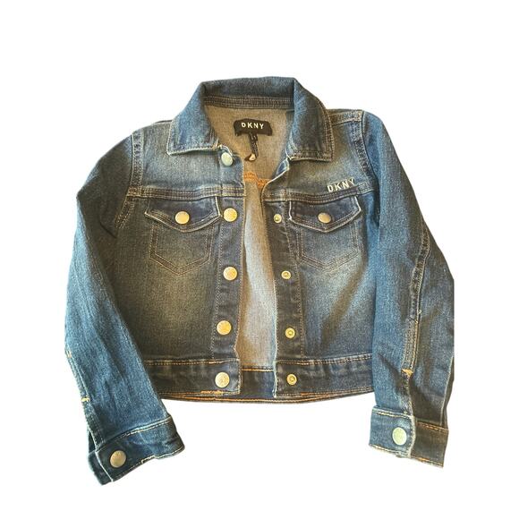 VGUC DKNY Little Girl's Denim Jacket Jean Jacket Snap Front Size 5 - Picture 1 of 4